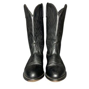 Santa Fe Boot Co. Men's Size 10 D Black Leather Pull On Cowboy Western Boots